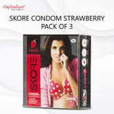 Skore Strawberry flavored condom on Itspleazure